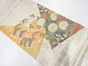アンティーク　螺鈿松に草花模様織出し袋帯（材料）